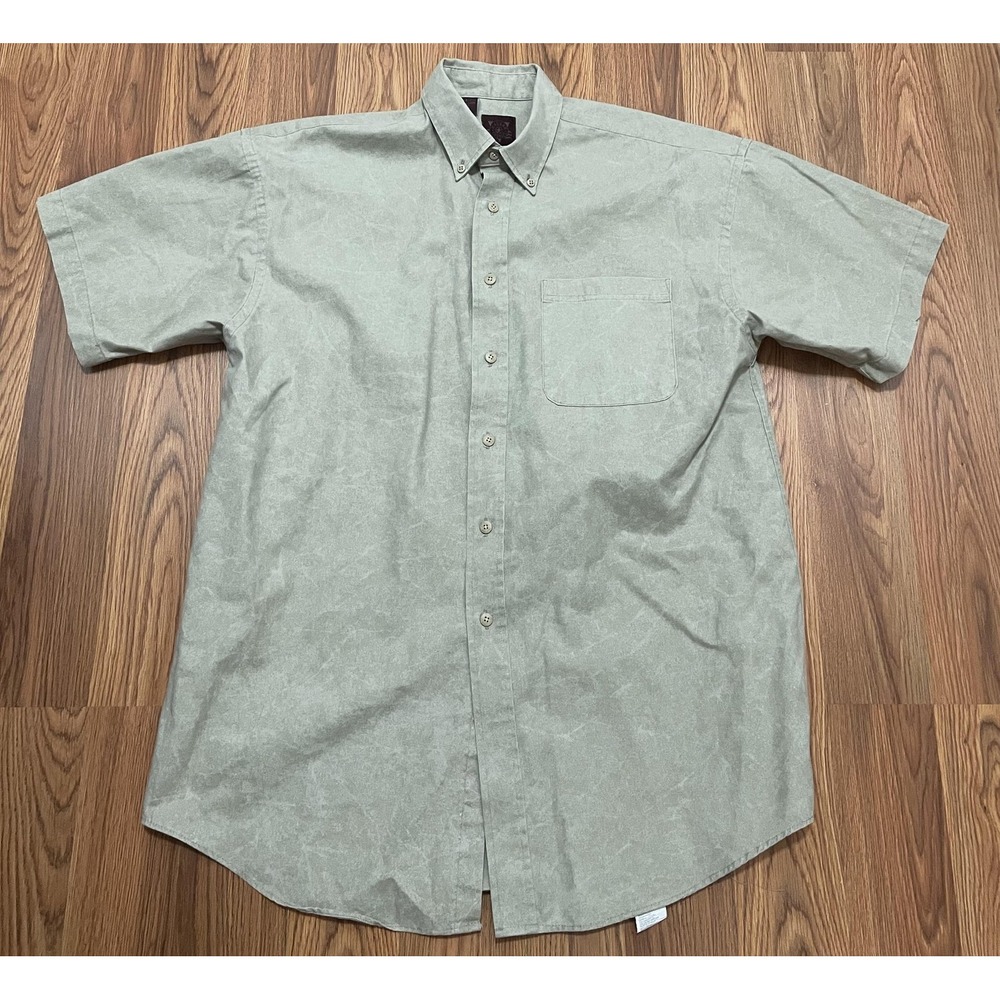 Haggar Shirt Mens Medium Made In USA Button‎ Front Pocket Woven